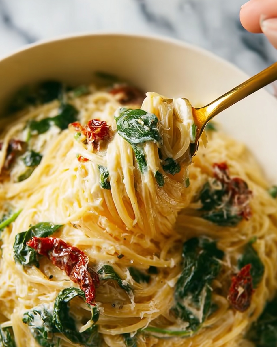 Tuscan Pasta with Sun-Dried Tomatoes, Spinach, and Parmesan Recipe - Recipe Image