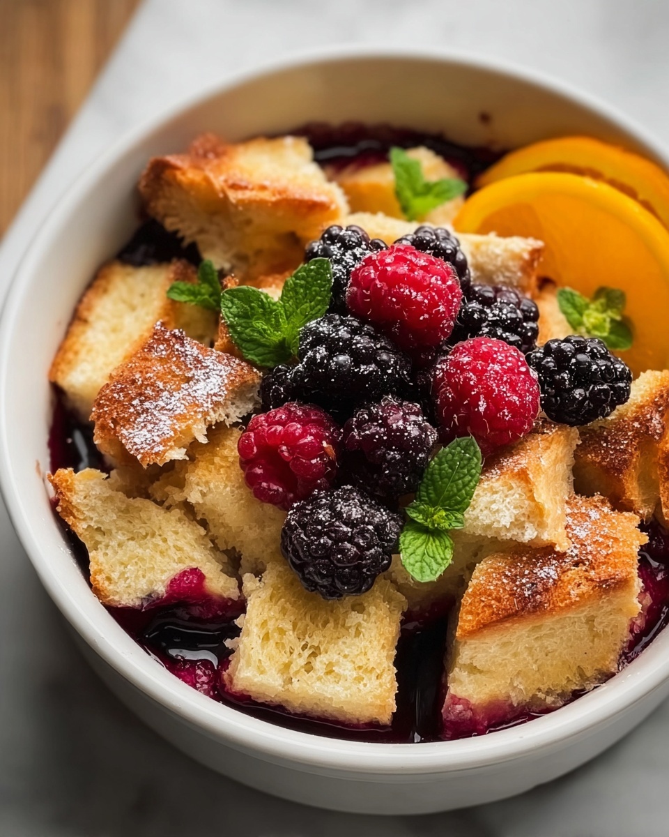 Wild Berry Bread Pudding with Orange Sauce Recipe - Recipe Image
