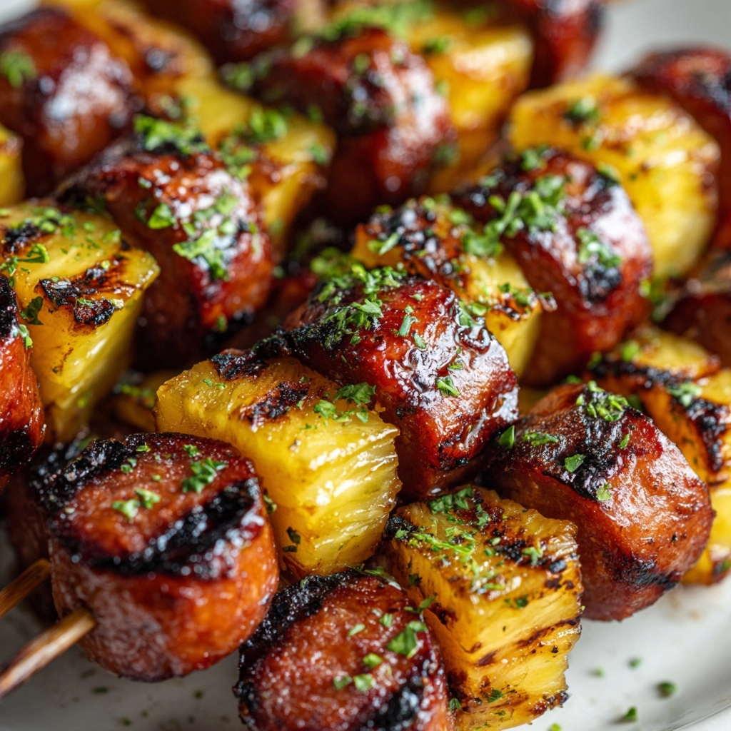 Pineapple Hasselback Kielbasa Bites Recipe - Recipe Image