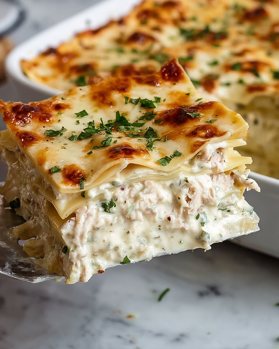 Cheesy Chicken Alfredo Lasagna Recipe - Recipe Image