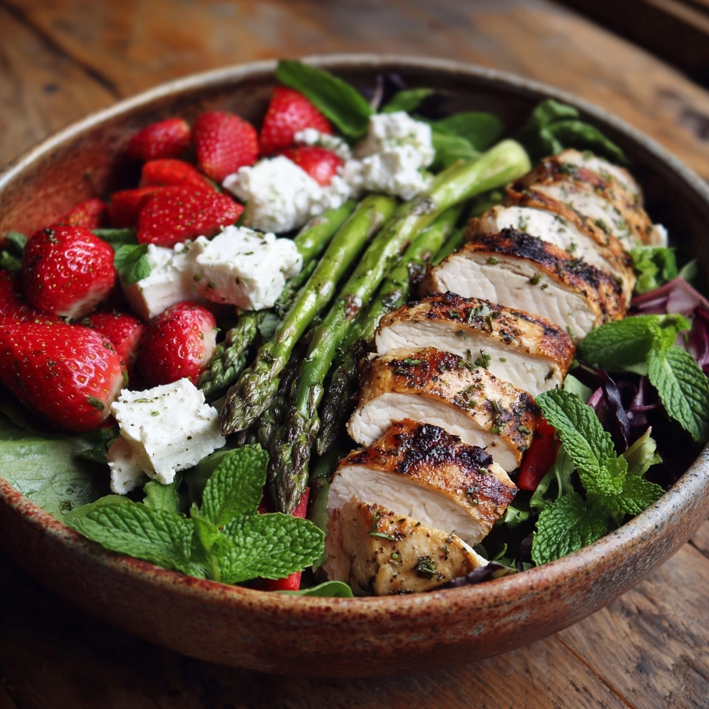 Strawberry Chicken Salad with Mint & Goat Cheese Recipe - Recipe Image