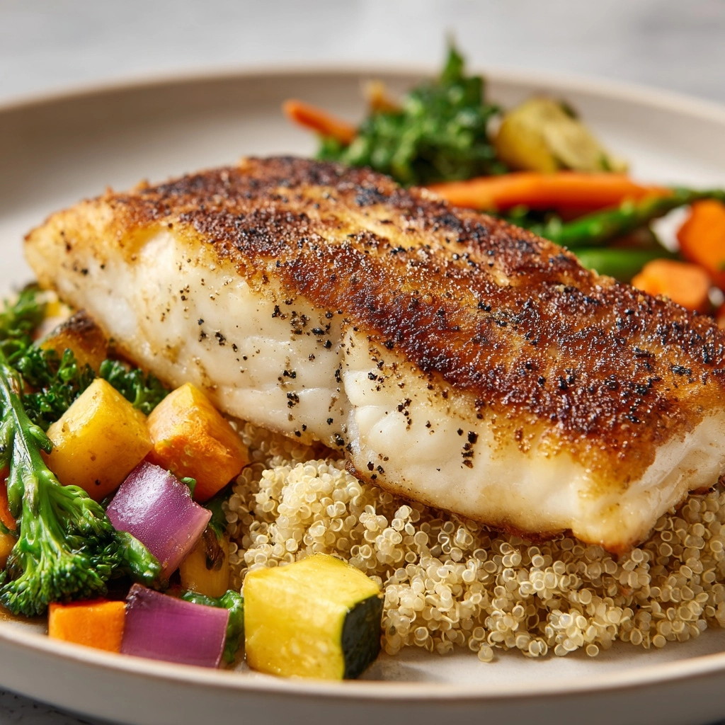 Seared Fish with Quinoa and Veggies Recipe - Recipe Image