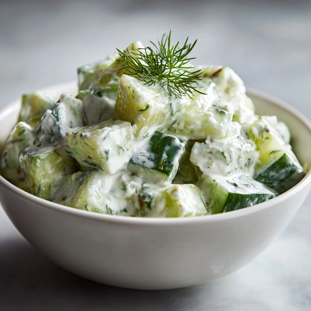 German Cucumber Salad with a Creamy Dill Dressing Recipe - Recipe Image