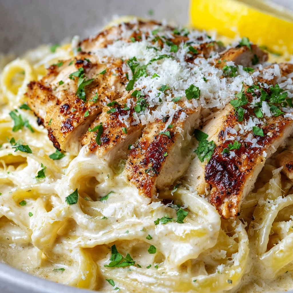 Creamy Lemon Garlic Chicken Pasta Recipe - Recipe Image