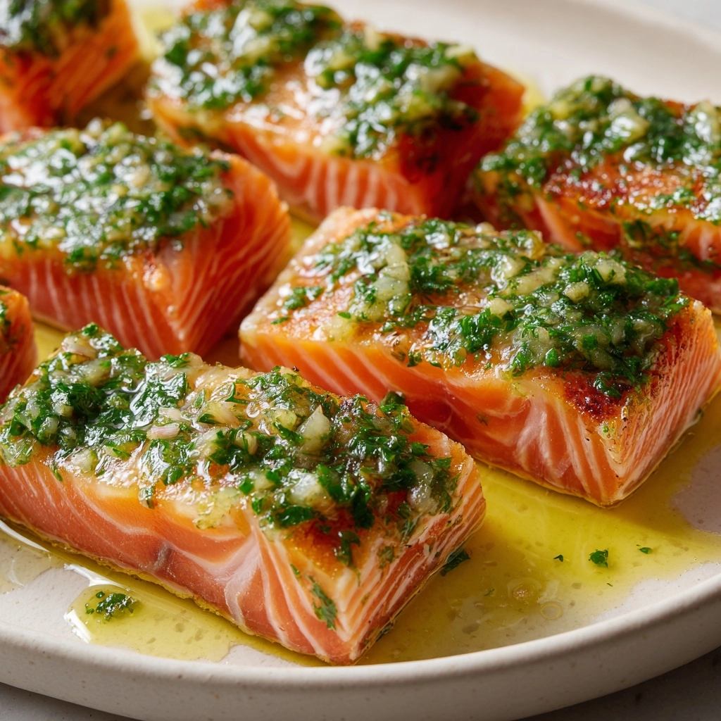 Olive Oil Poached Salmon with Herb Vinaigrette Recipe - Recipe Image