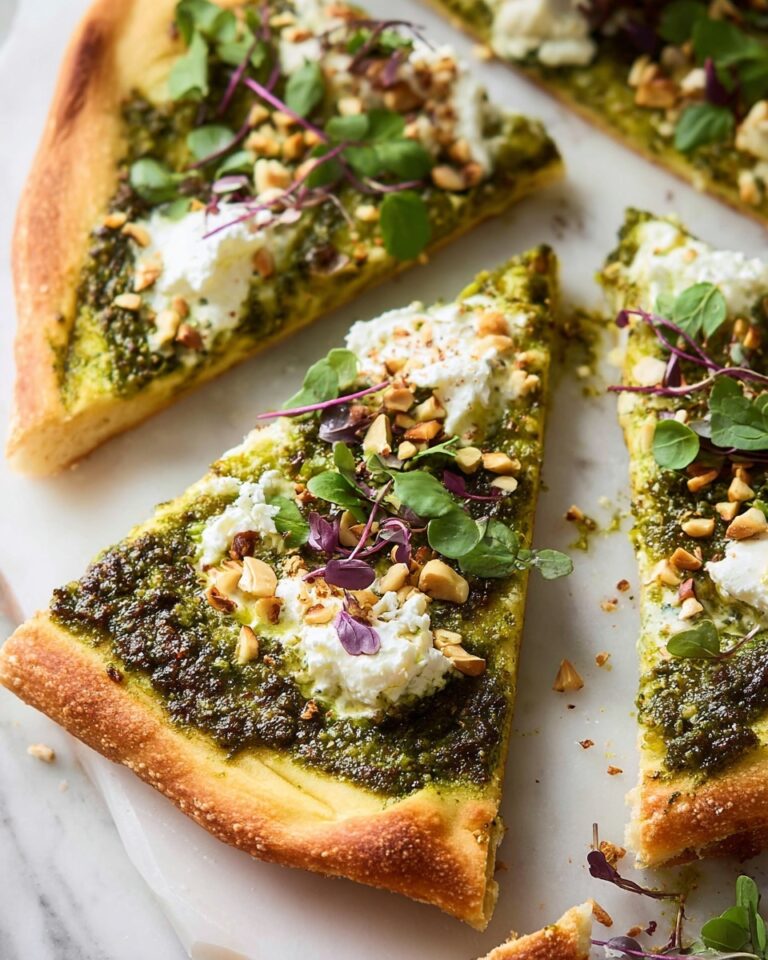Pistachio Pesto Veggie Pizza with Lemon and Microgreens Recipe