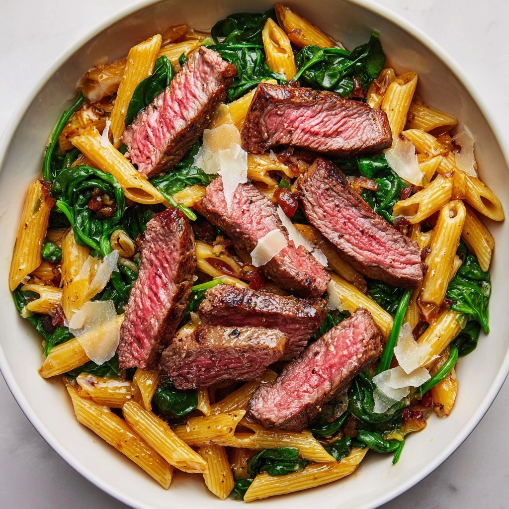 Steak Pasta with Creamy Garlic Sauce Recipe - Recipe Image