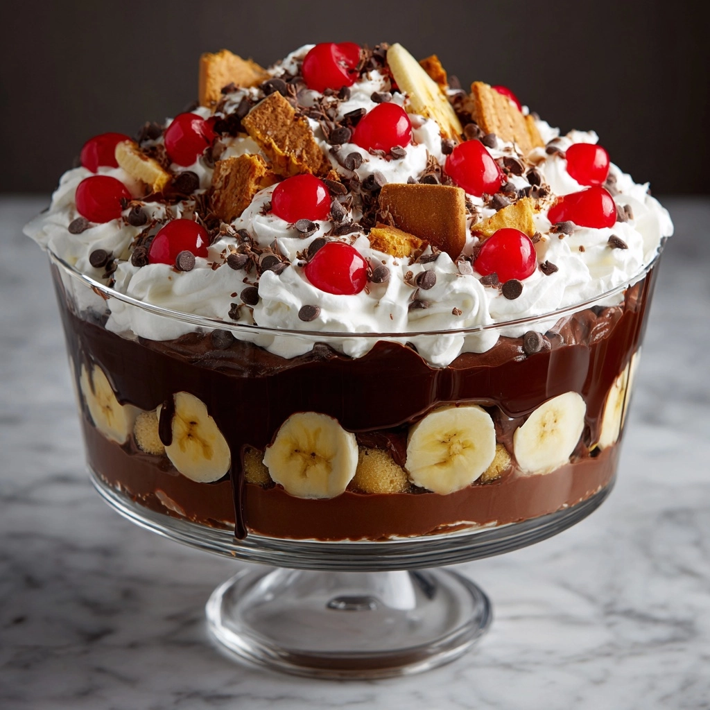 No-Bake Chocolate Banana Split Trifle Recipe - Recipe Image