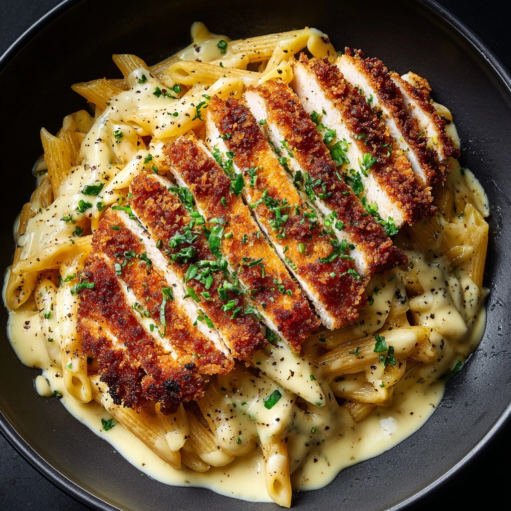 Crispy Chicken with Creamy Pasta Recipe - Recipe Image