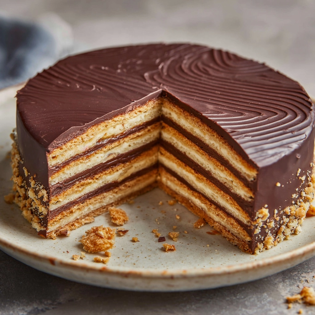 No-Bake Chocolate Biscuit Cake Recipe - Recipe Image