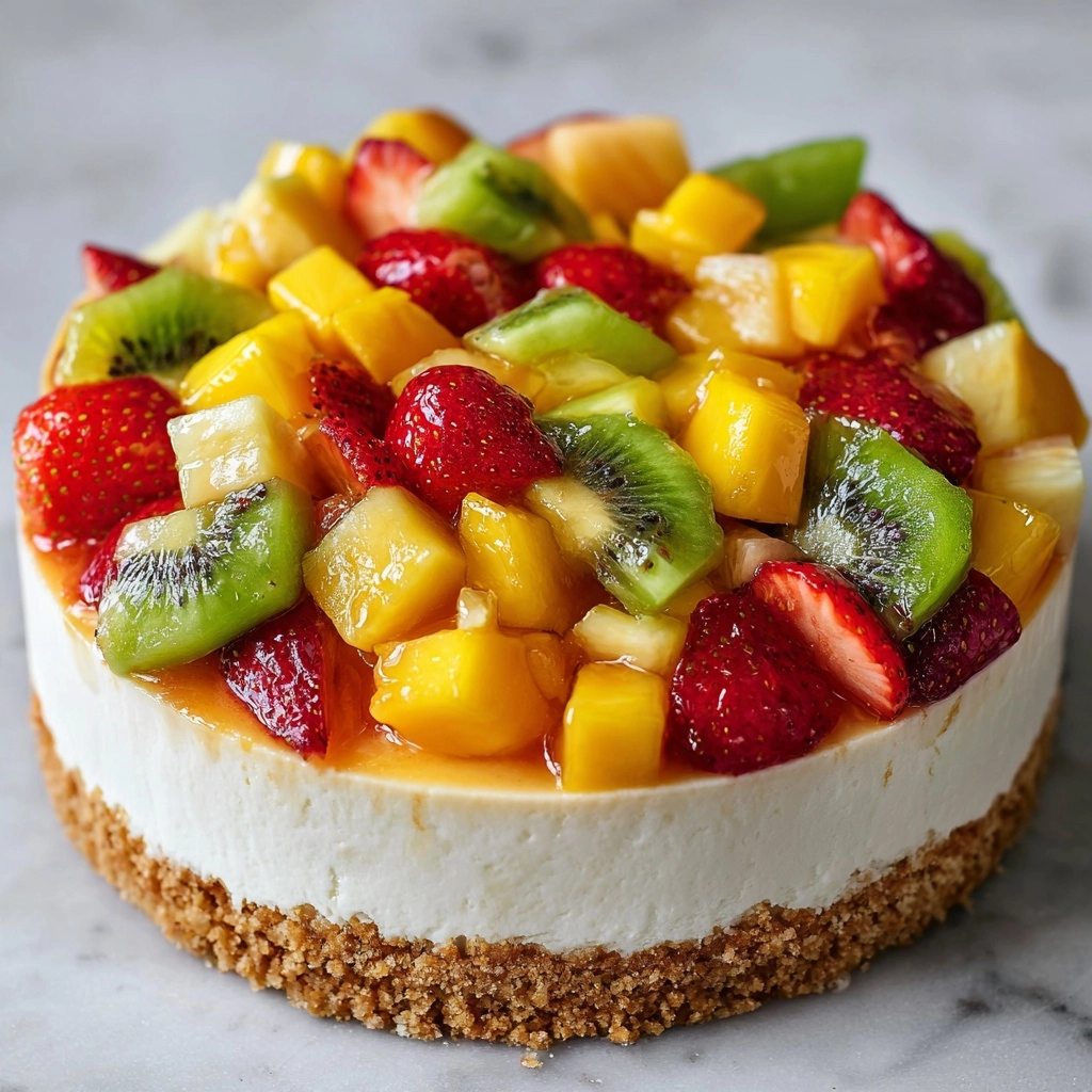 Tropical Fruit Salad Cheesecake Recipe - Recipe Image