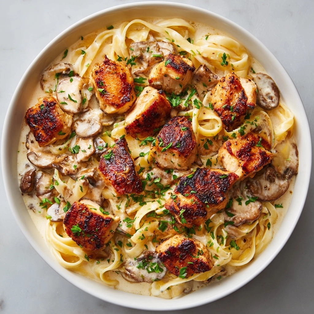 Garlic Butter Chicken Bites with Creamy Parmesan Pasta Recipe - Recipe Image