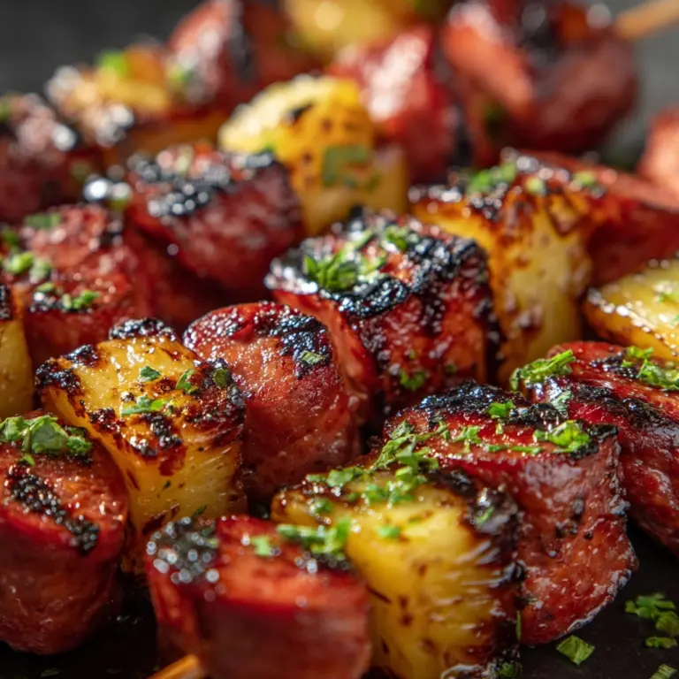 Pineapple Hasselback Kielbasa Bites Recipe