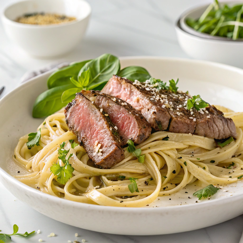 Garlic Butter Steak Lightning Noodles Recipe - Recipe Image