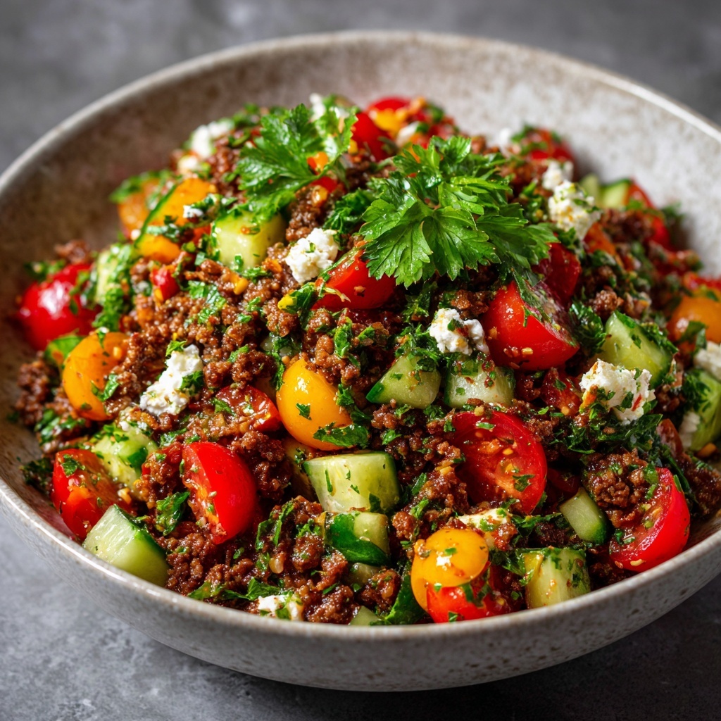 Mediterranean Ground Beef Stir Fry Recipe - Recipe Image