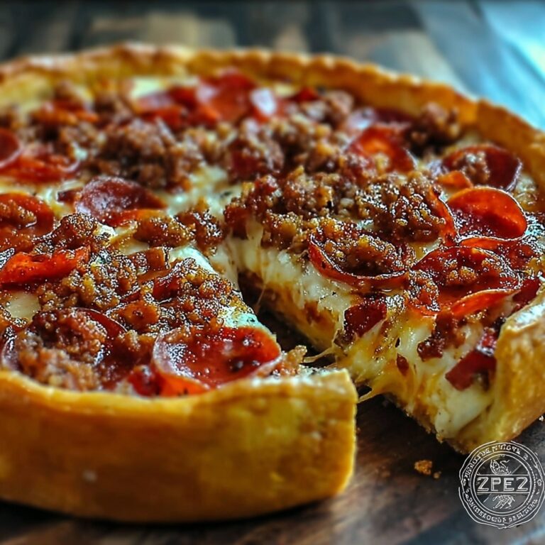 Indulgent Deep Dish Hamburger Sausage and Pepperoni Pie Recipe