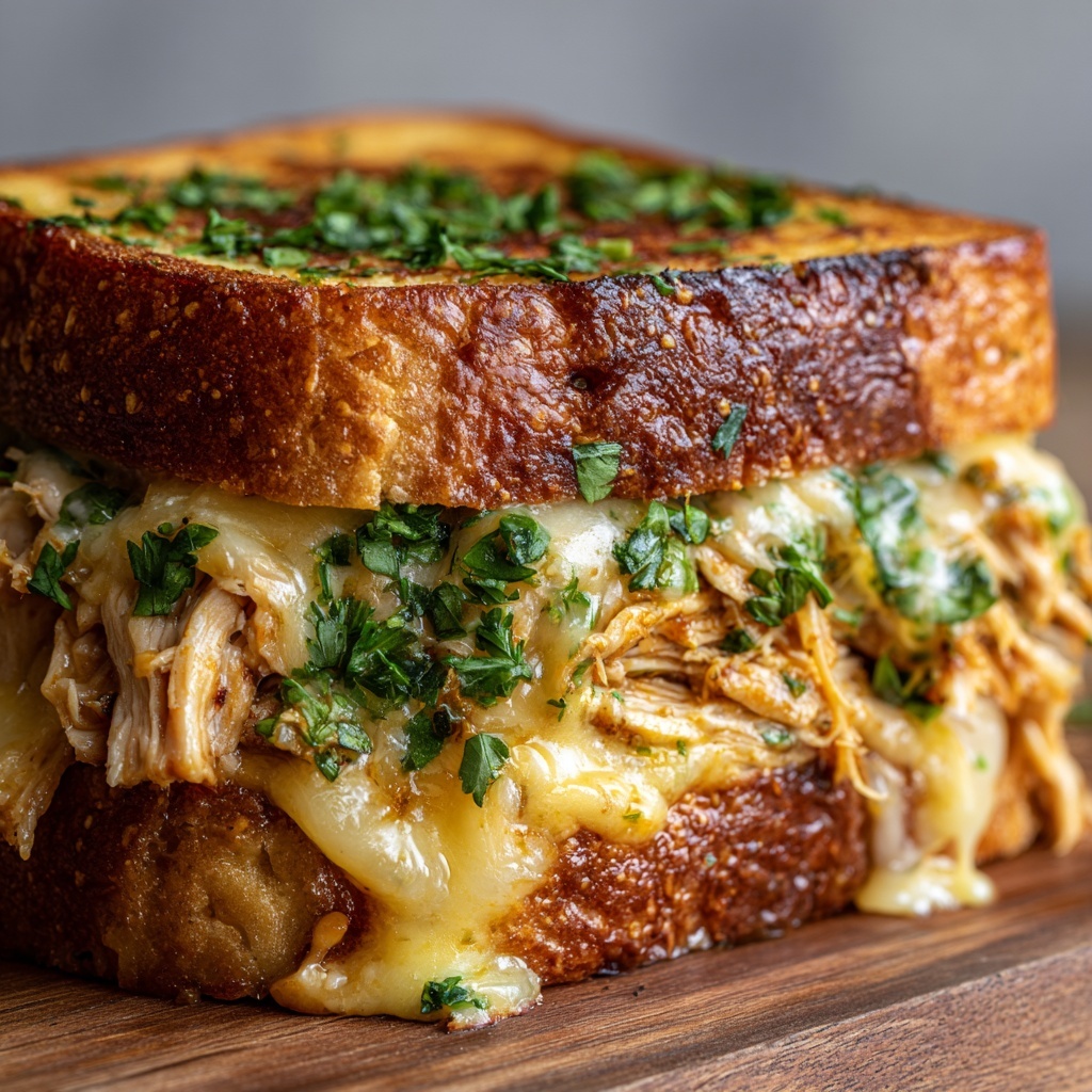 Cheesy Chicken Garlic Bread Sandwich Recipe - Recipe Image